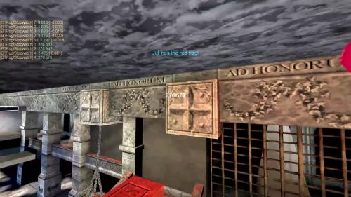 Unreal Tournament 99 First Person gameplay screenshot 5 of 10 - Map: CTF-BT-The_Room.unr - Demo: 72dc6a24-d92c-4328-8b8e-4eeb9a0031e2.dem - Gameplay match