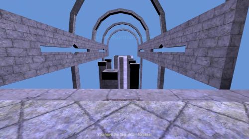 Unreal Tournament 99 First Person gameplay screenshot 9 of 10 - Map: CTF-BT-TheLookout-v2.unr - Demo: 7a804677-dfb3-4cc6-9ab3-d0645a0adcc0.dem - Gameplay match