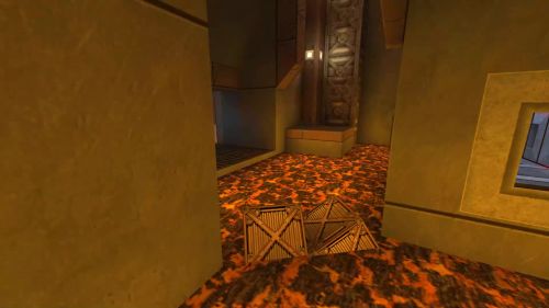 Unreal Tournament 99 First Person gameplay screenshot 1 of 9 - Map: CTF-BT-MagmaquaV1.unr - Demo: 3794ccd6-4f20-4b1c-ab4a-58ee7ff8ca64.dem - Gameplay match
