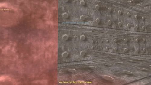 Unreal Tournament 99 First Person gameplay screenshot 1 of 10 - Map: CTF-BT-Find-The-Way-v1.unr - Demo: a5d6cc37-2865-40b8-a614-a55caf7510ea.dem - Gameplay match