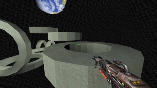 Unreal Tournament 99 First Person gameplay screenshot 4 of 10 - Map: CTF-BT-(Dere)Spacering.unr - Demo: 5ba67946-7ed7-46c5-b563-65ccb3fd7ddf.dem - Gameplay match