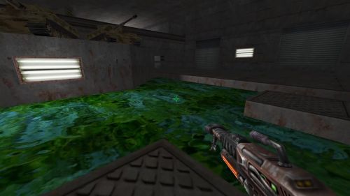 Unreal Tournament 99 First Person gameplay screenshot 3 of 8 - Map: CTF-BT-(UTW)MilitaryFactory.unr - Demo: b36729d1-ed7a-4deb-8d29-dee1902e4f6a.dem - Gameplay match