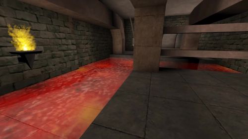 Unreal Tournament 99 First Person gameplay screenshot 1 of 10 - Map: CTF-BT-(RSK)-LavaDeath.unr - Demo: 4445aaf9-15b0-4735-96a9-61e7ea1196b1.dem - Gameplay match