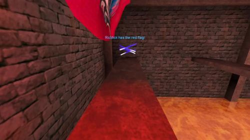 Unreal Tournament 99 First Person gameplay screenshot 10 of 10 - Map: CTF-BT-(RSK)-LavaDeath.unr - Demo: 4445aaf9-15b0-4735-96a9-61e7ea1196b1.dem - Gameplay match