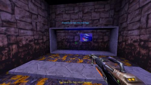 Unreal Tournament 99 First Person gameplay screenshot 9 of 11 - Map: CTF-BT-(Fran)Run-Baby!.unr - Demo: f6db99c2-8a6e-4e94-97c3-937e097f6066.dem - Gameplay match