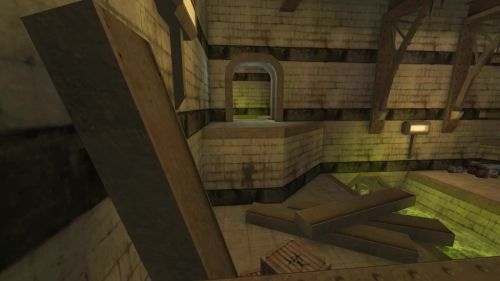 Unreal Tournament 99 First Person gameplay screenshot 1 of 10 - Map: CTF-BT-DecayedCollapseCB2.unr - Demo: 0d89cb3a-5ff4-4fca-b9ec-0c61e43bde0a.dem - Gameplay match